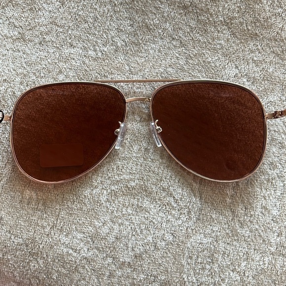 Brand New Rachel Roy Aviator Sunglasses Mirrored Rose Gold Tone Rimless - Picture 9 of 16